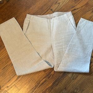 J Jill 100% linen elastic waist plain front straight leg